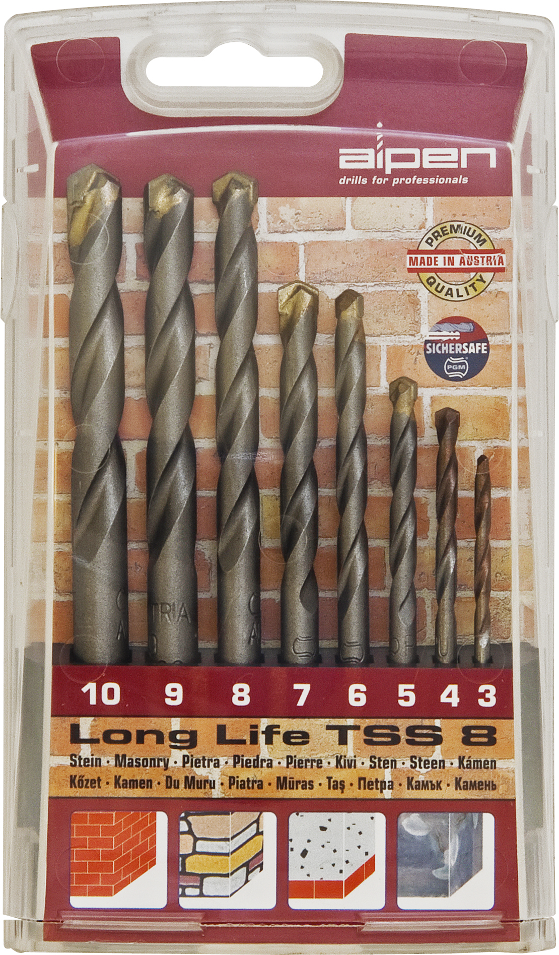 ALPEN MASONRY DRILL BIT SET 8 PIECE