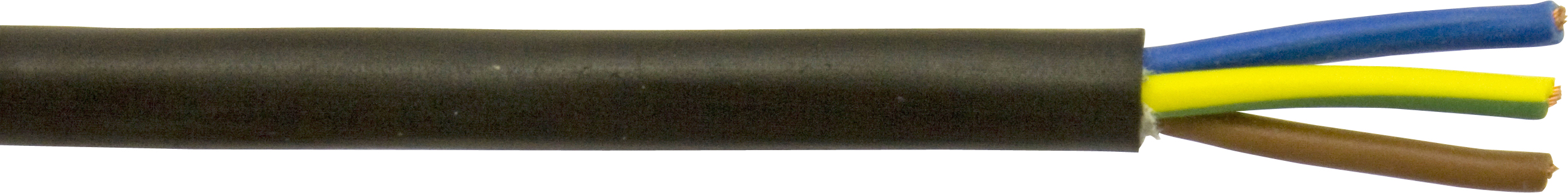 MAINS CABLE 3 CORE 50M BLACK TOUGH RUBBER SHEATH 0.75MM