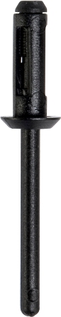 PLASTIC RIVETS (50) BLACK 5MM x15MM STANDARD FLANGE 8.9MM FLANGE